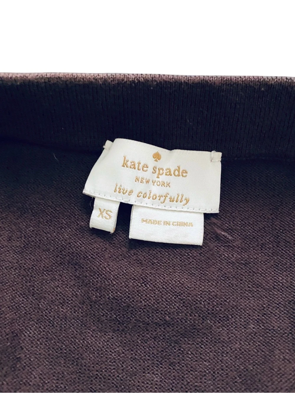 kate spade Brown Embellished Crewneck Cardigan Size XS